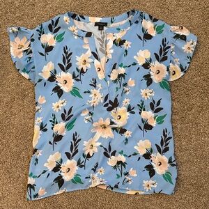 Ann Taylor Blue Floral Blouse